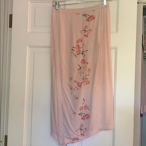 Hinge Pink Floral Assam. Midi skirt SZ XS